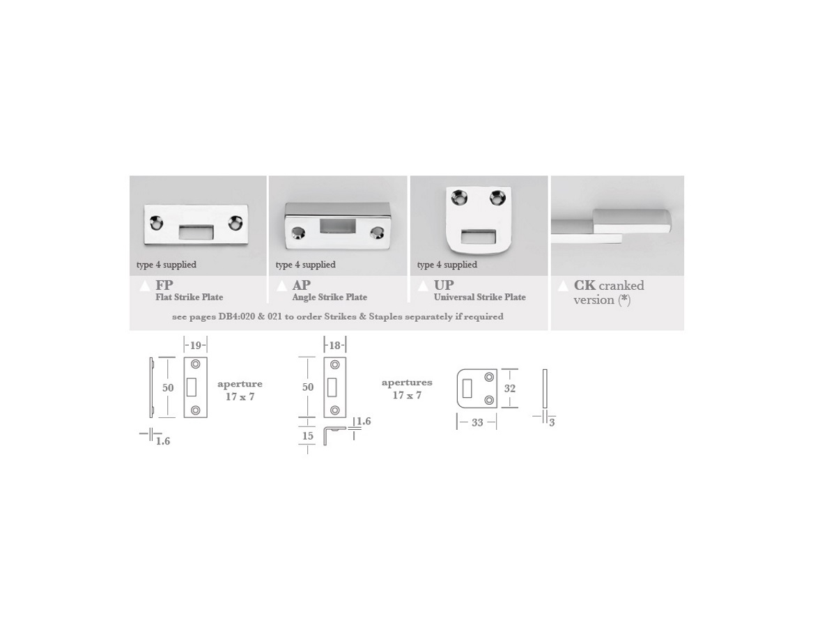 Шпингалет Frank Allart 6501C хром