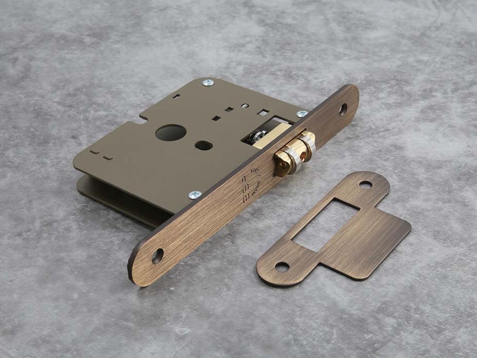 Замок дверной с роликовой защёлкой SAB Т2150RU50 матовая бронза