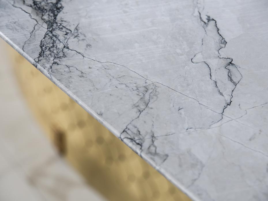 Стол обеденный овальный лодка Ar-Deco Furnitek FG-026 Натуральный мрамор