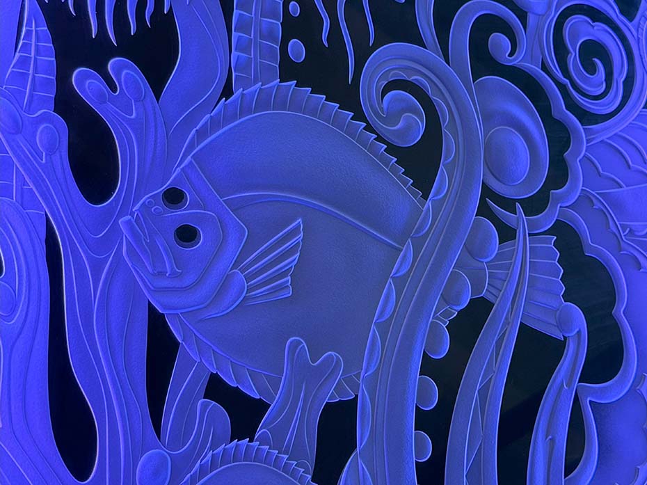 Картина со стеклом FURNITEK FG-303 в латунной раме с подсветкой