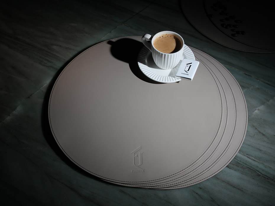 Сервировочная салфетка FURNITEK FG-03006 на стол из натуральной кожи и замши круглая 300мм