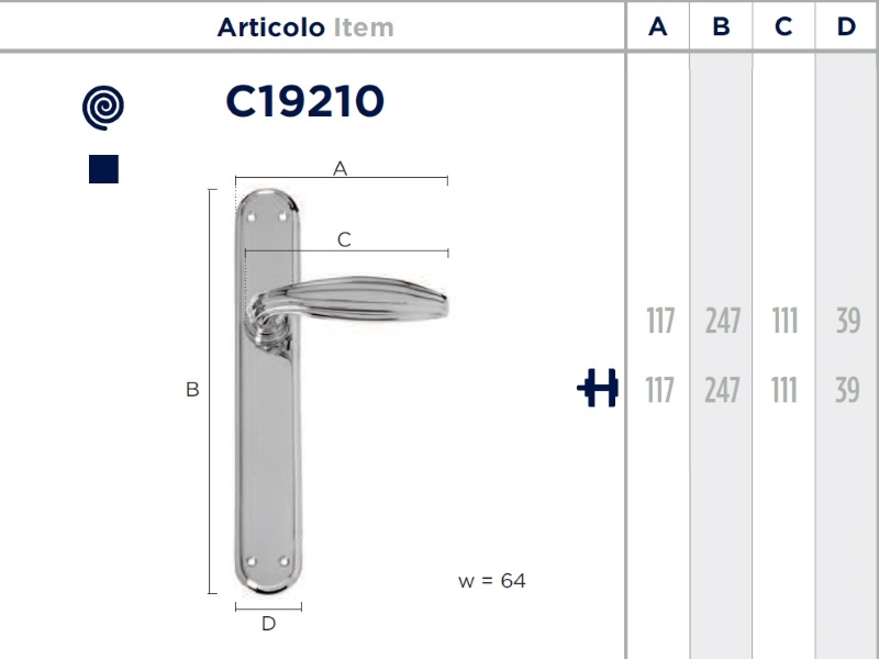 Дверная ручка на планке Enrico Cassina JING C19210