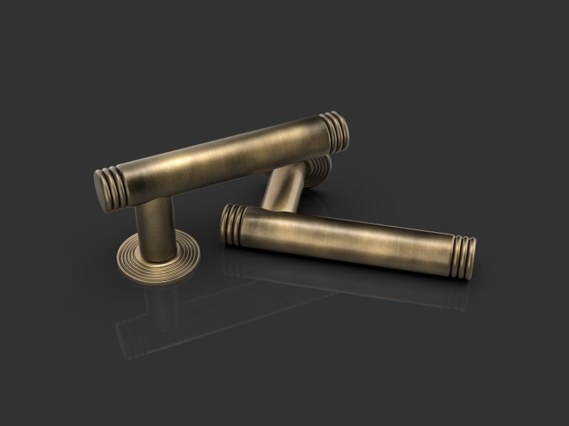 Дверная ручка на розетке Oliver Knights Millie LH античная латунь