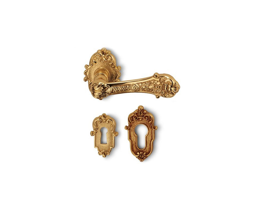 Дверная ручка на розетке Salice Paolo DAMASCO 4285 POV латунь и патина