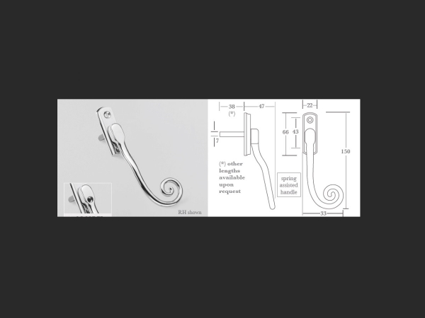 Оконная ручка Frank Allart 0360 полированный хром