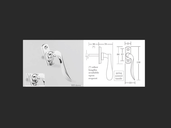 Оконная ручка Frank Allart 0361 полированный хром