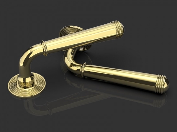 Дверная ручка на розетке Oliver Knights Cassius LH полированная латунь