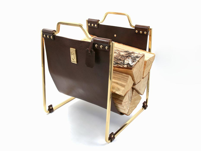 Дровница Furnitek FG-12029 полированная латунь