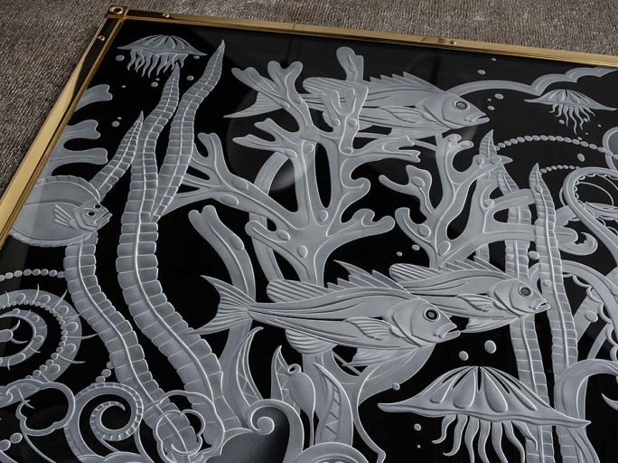 Картина FURNITEK FG-300 латунь + стекло