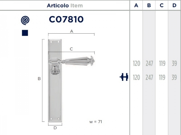 Дверная ручка на планке Enrico Cassina NIKY C07810