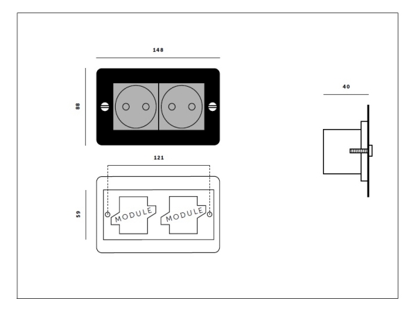 Розетка Buster & Punch двойная 2G_Euro UK-MG-CO-2G-WH-A