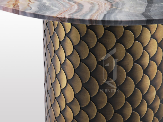 Стол обеденный Ar-Deco Furnitek FG-014 Античная латунь